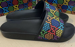 NIB Gucci Herren Sandalenschuhe Schwarz/Mehrfarbig 10 US/9 UK