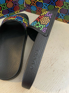 NIB Gucci Herren Sandalenschuhe Schwarz/Mehrfarbig 10 US/9 UK