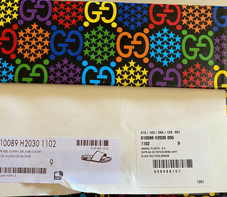 NIB Gucci Herren Sandalenschuhe Schwarz/Mehrfarbig 10 US/9 UK