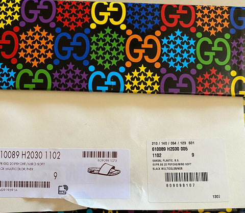 NIB Gucci Mens Sandal Shoes Black/Multicolor 10 US/9 UK