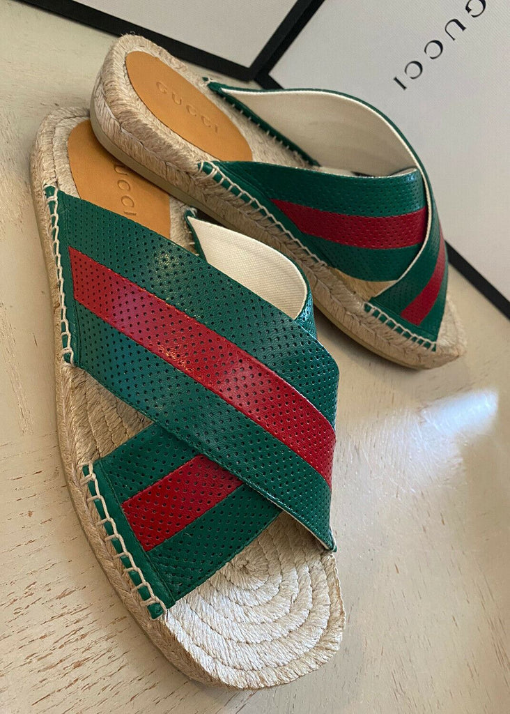 NIB Gucci Herren Sandale Espadrille Schuhe Grün/Rot 9 US/8 UK