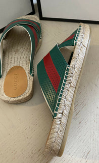 NIB Gucci Herren Sandale Espadrille Schuhe Grün/Rot 9 US/8 UK