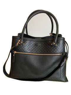 Neu $3895 Gucci Large 510290 GG Logo Leder Umhängetasche Handtasche Schwarz