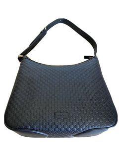 New Gucci Medium 510292. 486628 GG Logo Leather Shoulder Bag Handbag Black