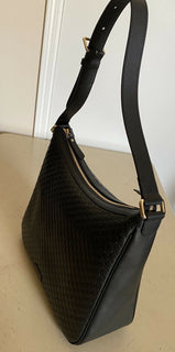 New Gucci Medium 510292. 486628 GG Logo Leather Shoulder Bag Handbag Black