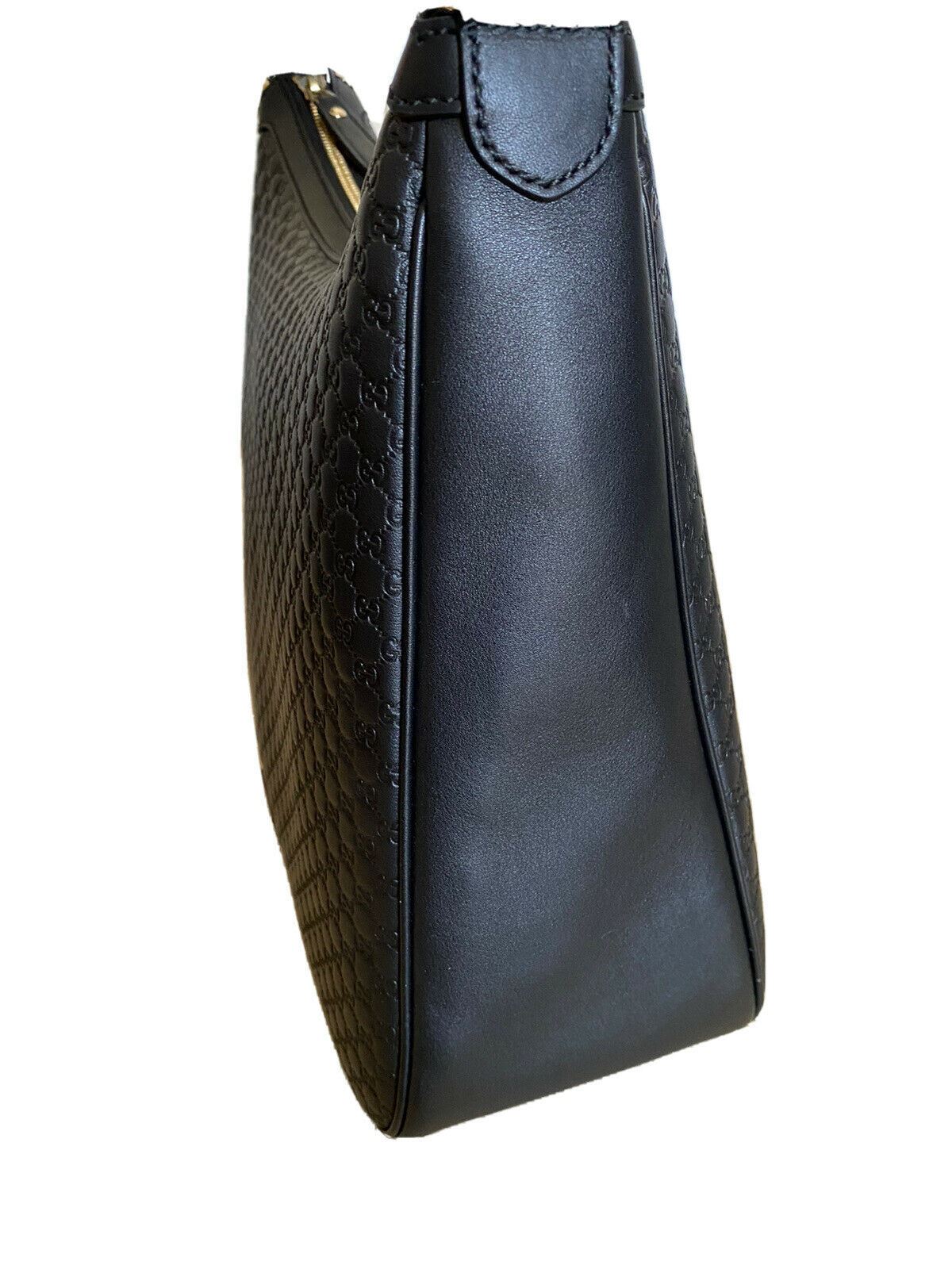 New Gucci Medium 510292. 486628 GG Logo Leather Shoulder Bag Handbag Black