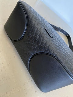 New Gucci Medium 510292. 486628 GG Logo Leather Shoulder Bag Handbag Black