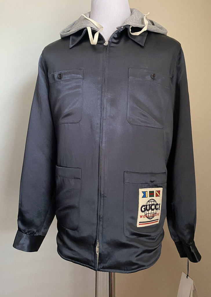 Neu mit Etikett: 2850 $ Gucci Jacke Hemd Marine/Grau Größe XL Italien