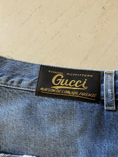 Neu mit Etikett: 1.500 $ Gucci kurze Jeanshose für Herren, blau, Größe 36