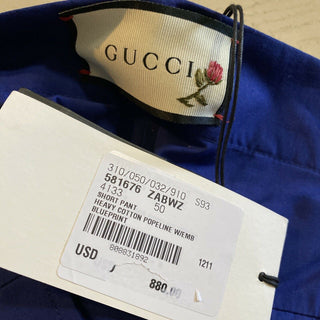 Neu mit Etikett: 880 $ Gucci kurze Herrenhose, Blau, Größe 34 US (50 Eu), Italien