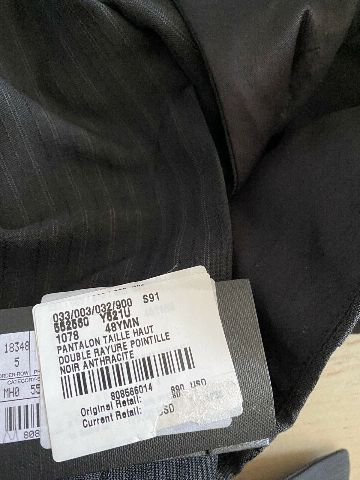 NWT $890 Saint Laurent Men’s Dress Pants Black 32 US/48 Eu Italy