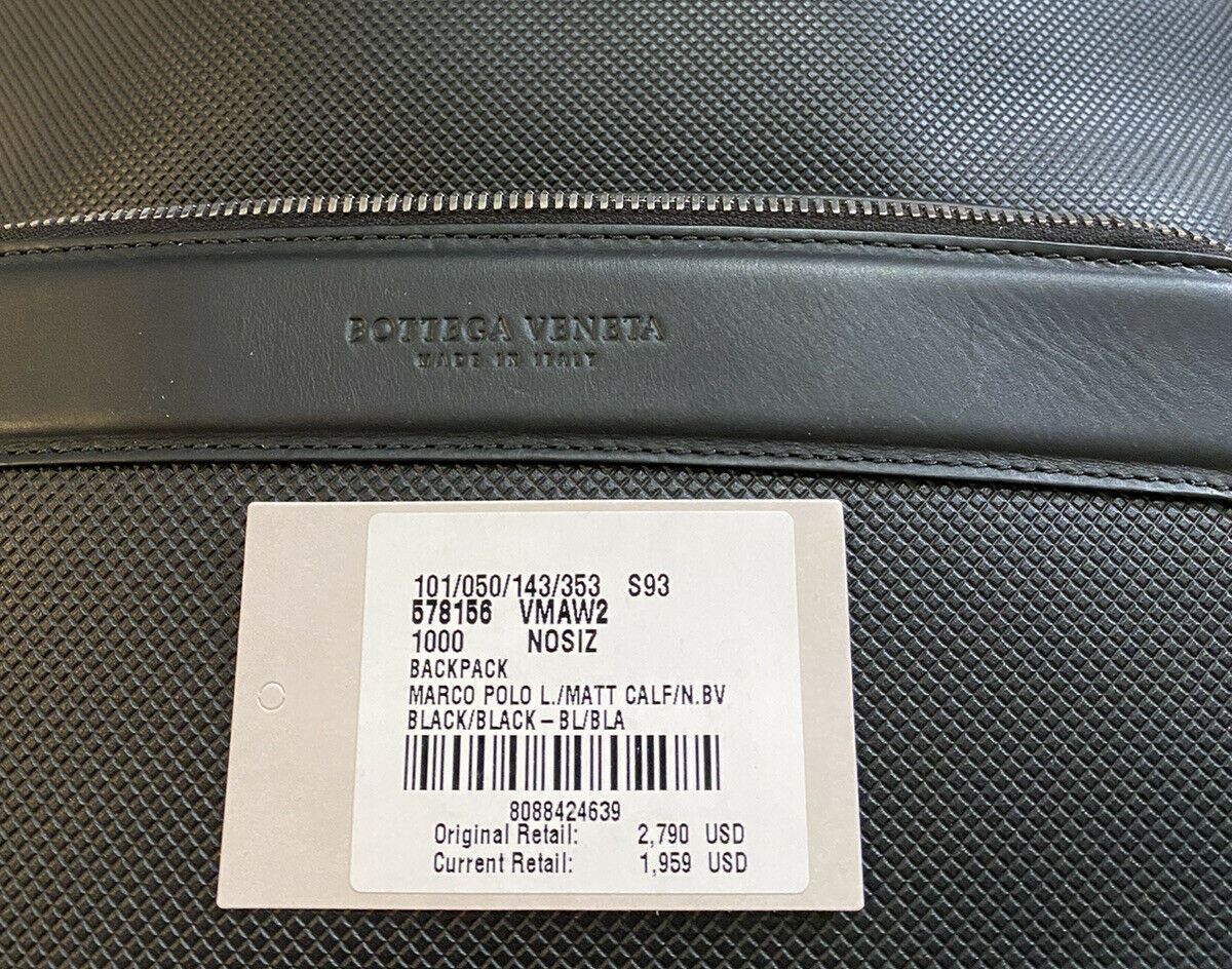 New $2790 Bottega Veneta leather Backpack Marco Polo 578156 Black Italy
