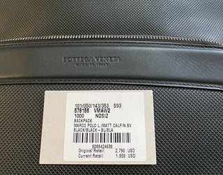 Neuer 2790 $ Bottega Veneta Lederrucksack Marco Polo 578156 Schwarz Italien