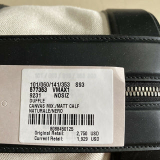 Новинка Bottega Veneta для мужчин за 2750 долларов из кожи/холста, черная/кремовая спортивная сумка 577353