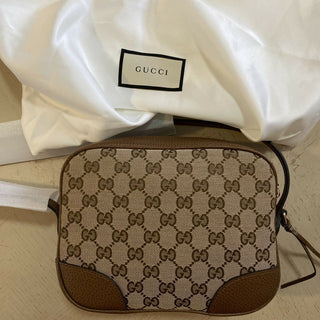 Neue Gucci Bree Guccisima GG Leder/Canvas Umhängetasche Beige/ 449413