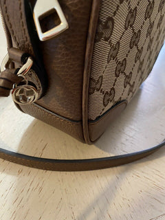 Neue Gucci Bree Guccisima GG Leder/Canvas Umhängetasche Beige/ 449413