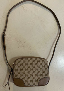 Neue Gucci Bree Guccisima GG Leder/Canvas Umhängetasche Beige/ 449413