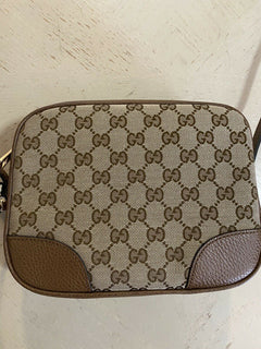 Neue Gucci Bree Guccisima GG Leder/Canvas Umhängetasche Beige/ 449413