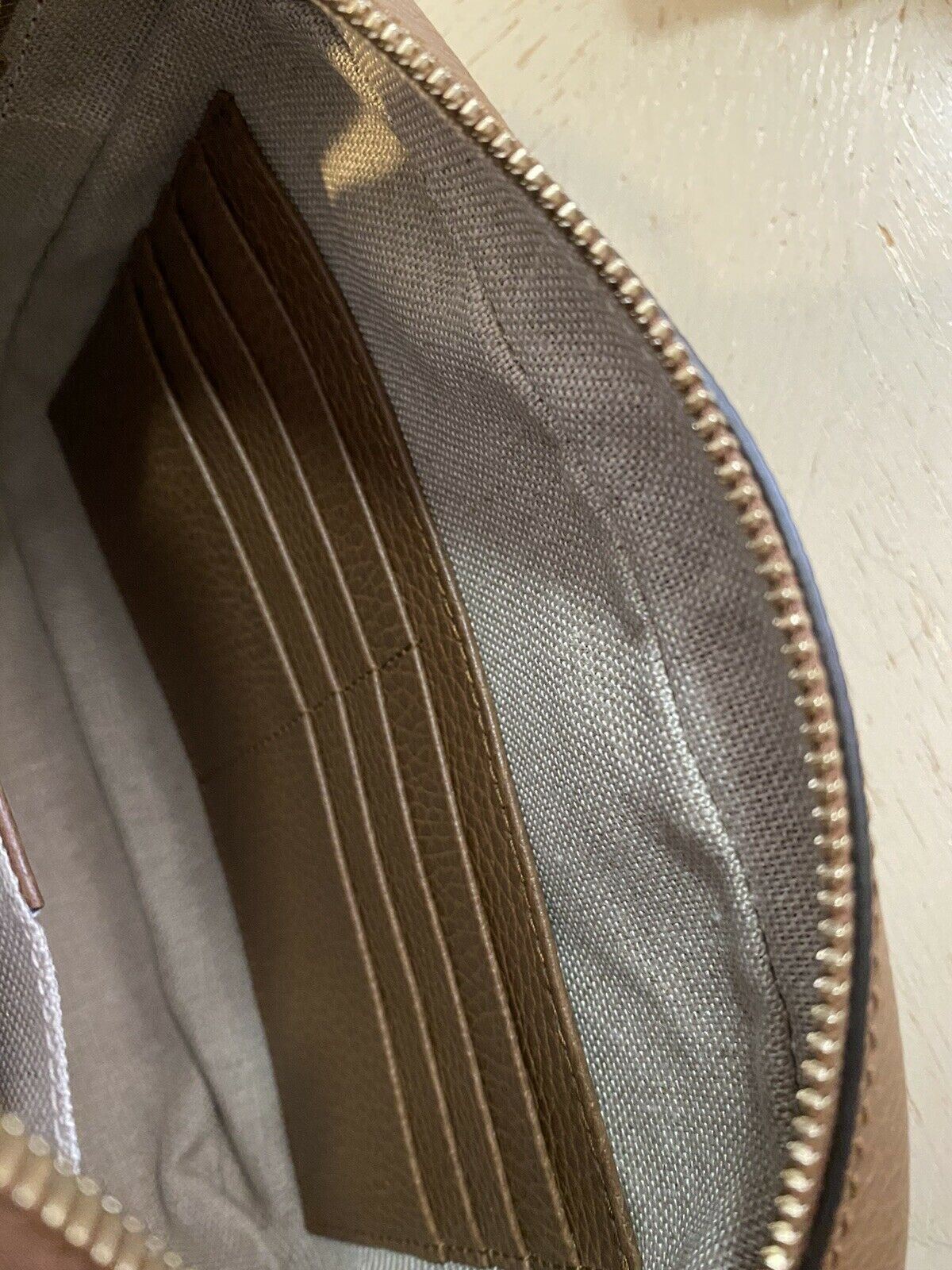 New Gucci Bree Guccisima GG Leather/Canvas Crossbody Shoulder Bag Beige/ 449413