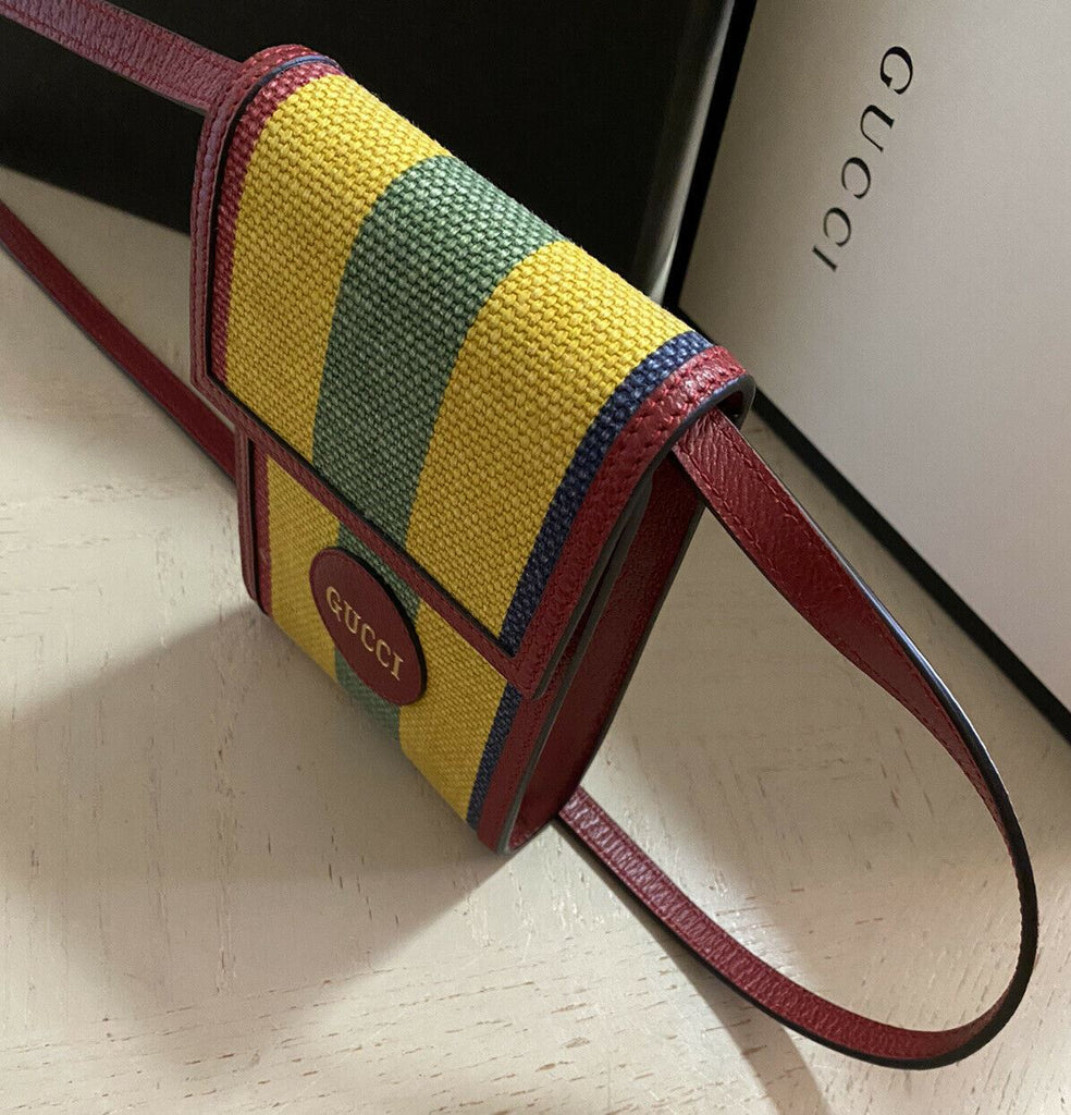 Neue Gucci Canvas/Leder Handytasche Umhängetasche Umhängetasche Rot/Gelb/Grün