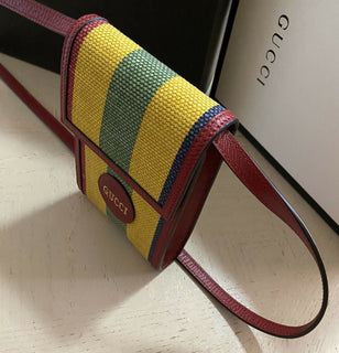 Neue Gucci Canvas/Leder Handytasche Umhängetasche Umhängetasche Rot/Gelb/Grün