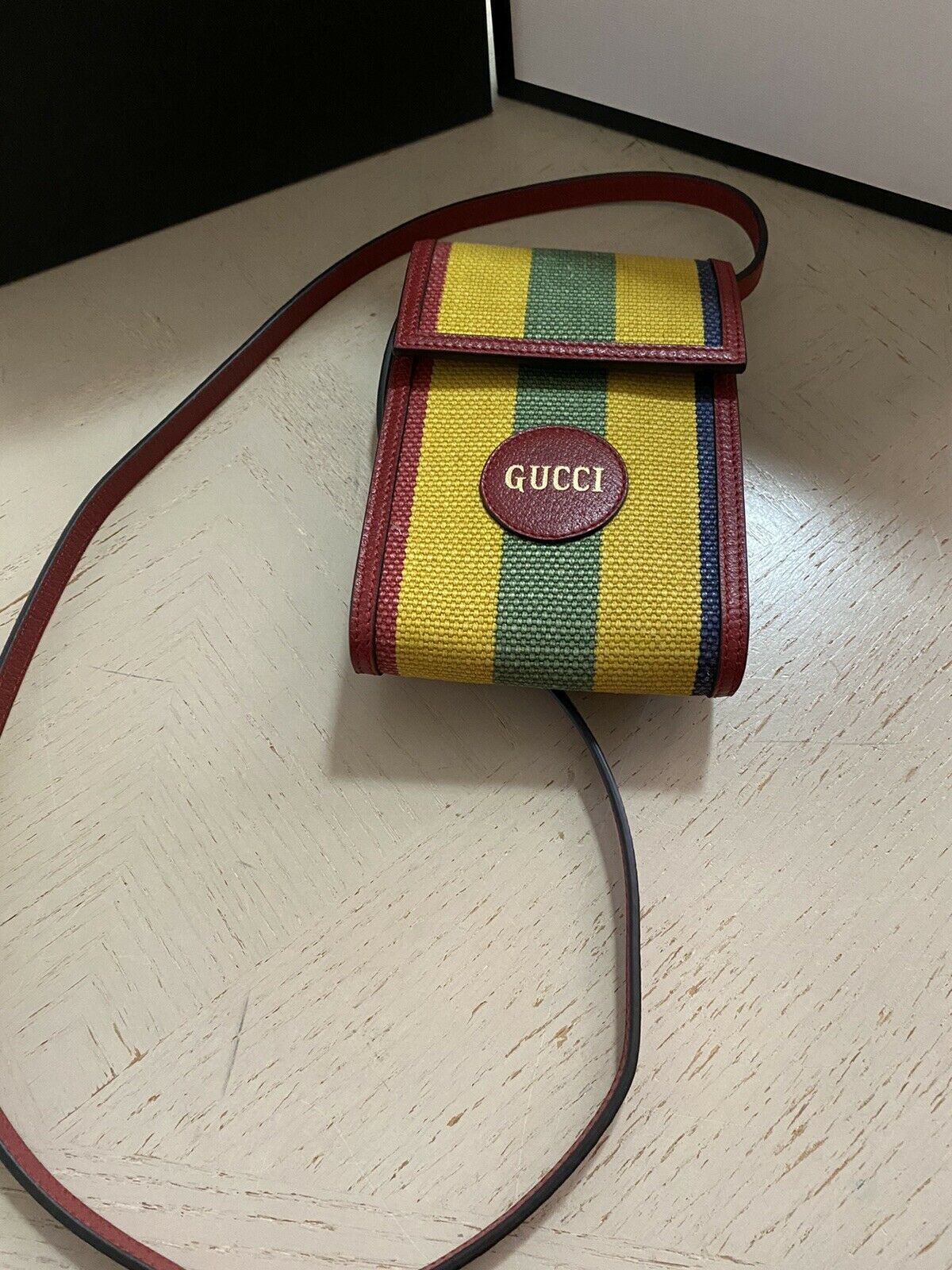 New Gucci Canvas/Leather Phone Case Crossbody Bag Shoulder Bag Red/Yellow/Green