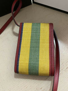Neue Gucci Canvas/Leder Handytasche Umhängetasche Umhängetasche Rot/Gelb/Grün