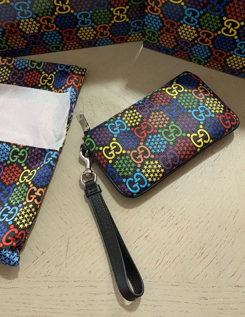 New Gucci Large Wallet Psyched Mini Pouch Gucci Monogram Black/Multicolor 603734