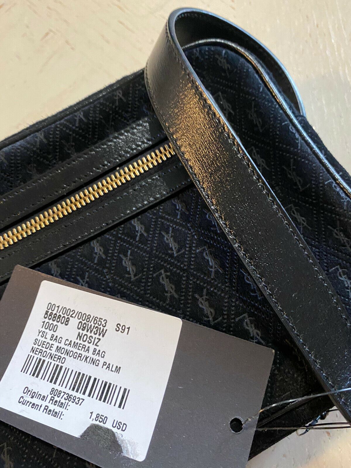 New $1850 Saint Laurent Leather/Suede YSL Crossbody Shoulder Bag Black 568608