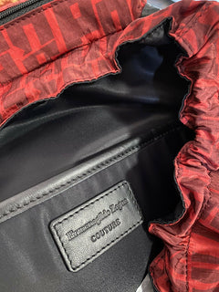 Neuer Ermenegildo Zegna Couture-Rucksack aus Leder/Nylon für 1895 $ in Schwarz/Rot aus Italien