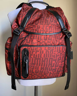 Neuer Ermenegildo Zegna Couture-Rucksack aus Leder/Nylon für 1895 $ in Schwarz/Rot aus Italien