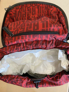 Neuer Ermenegildo Zegna Couture-Rucksack aus Leder/Nylon für 1895 $ in Schwarz/Rot aus Italien