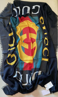 Neu Gucci Damen Gucci Monogram Schal Schal Schwarz Italien