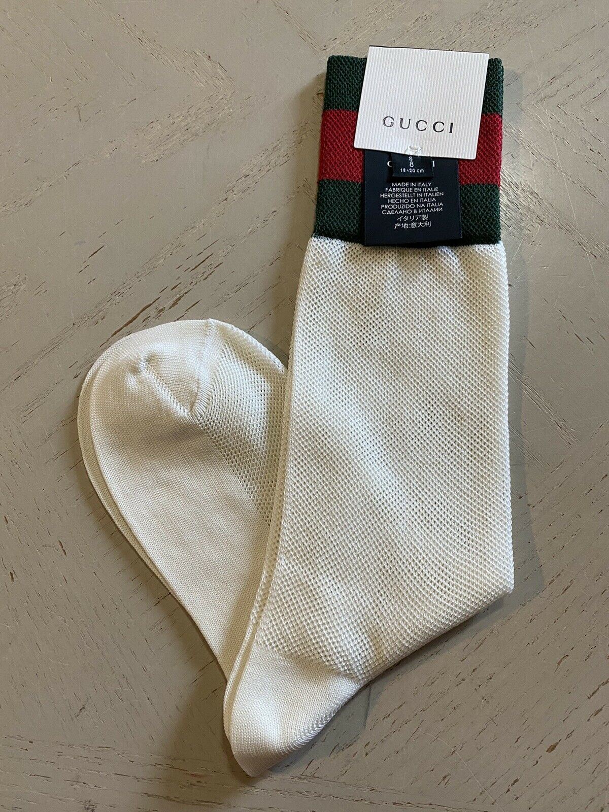 Хлопковые носки NWT Gucci с полосками красного/зеленого/слоновой кости, размер S, Италия