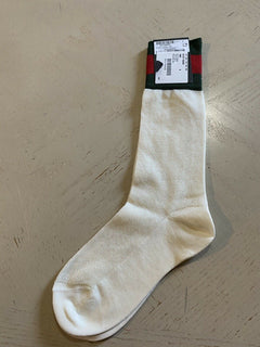 Neu mit Etikett: Gucci Baumwollsocken mit Streifen in Rot/Grün/Elfenbein, Größe S, Italien