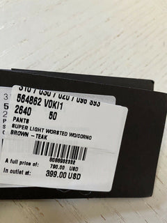 Neu mit Etikett: 790 $ Bottega Veneta Herrenhose aus Wolle/Mohair Braun 34 US (50 Eu) Italien