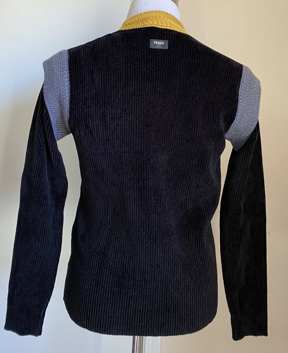 NWT 920 $ Fendi Herren-Pullover mit Rundhalsausschnitt, Schwarz, Italien