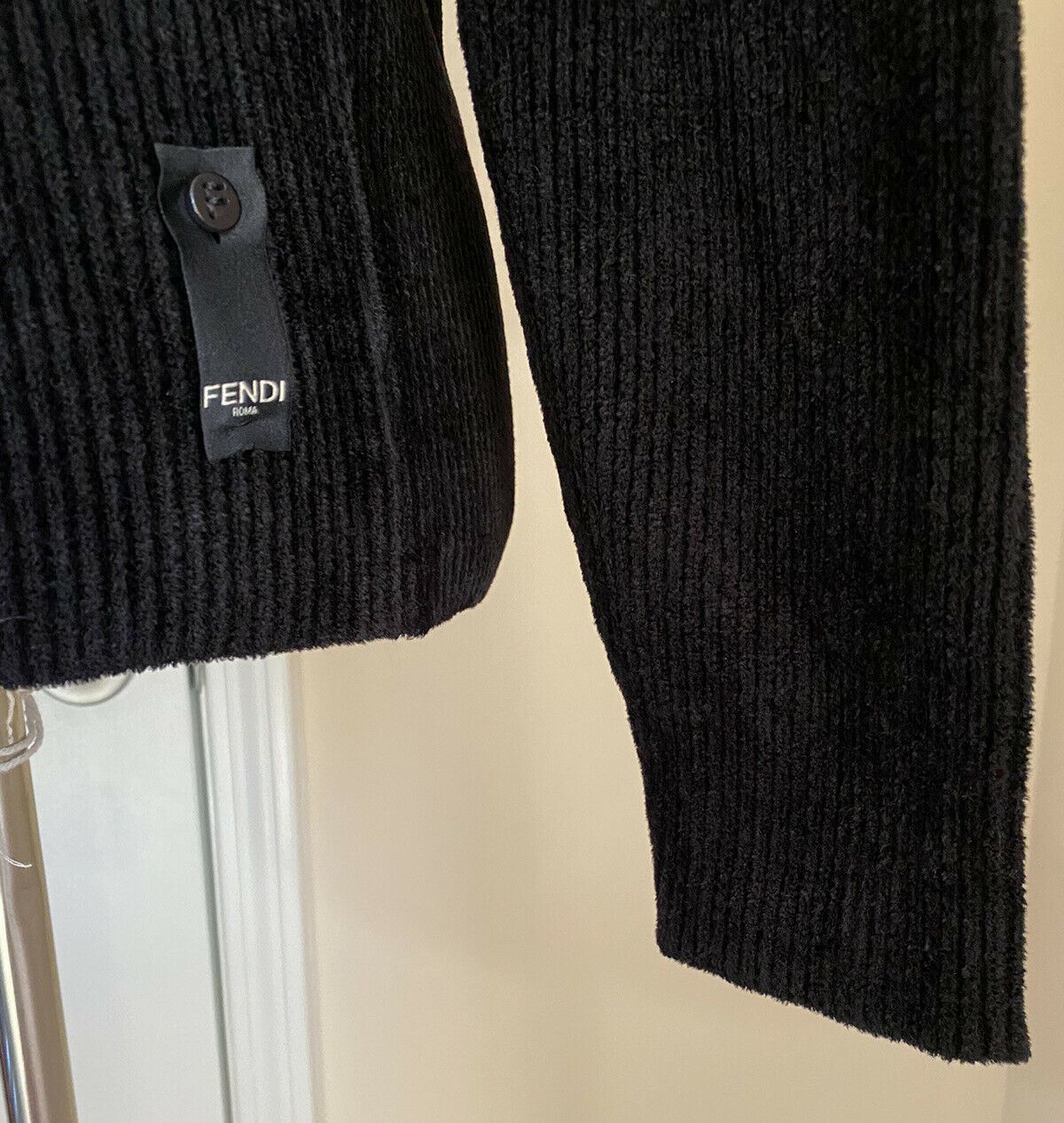 NWT 920 $ Fendi Herren-Pullover mit Rundhalsausschnitt, Schwarz, Italien