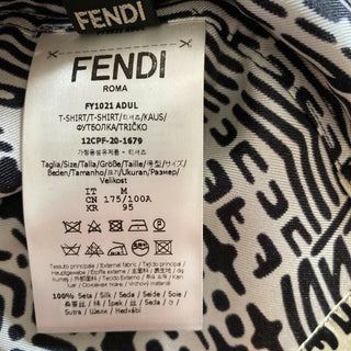 Neu $ 920 Fendi Herren FF Monogram übergroßes Kurzarm-T-Shirt M Weiß/Schwarz