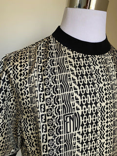 Neu $ 920 Fendi Herren FF Monogram übergroßes Kurzarm-T-Shirt M Weiß/Schwarz