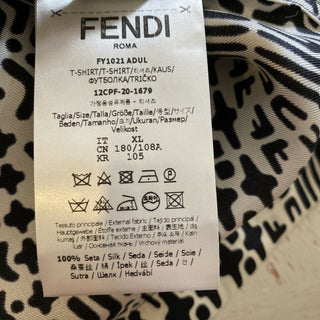Neu $ 920 Fendi Herren FF Monogram übergroßes Kurzarm-T-Shirt XL Weiß/Schwarz