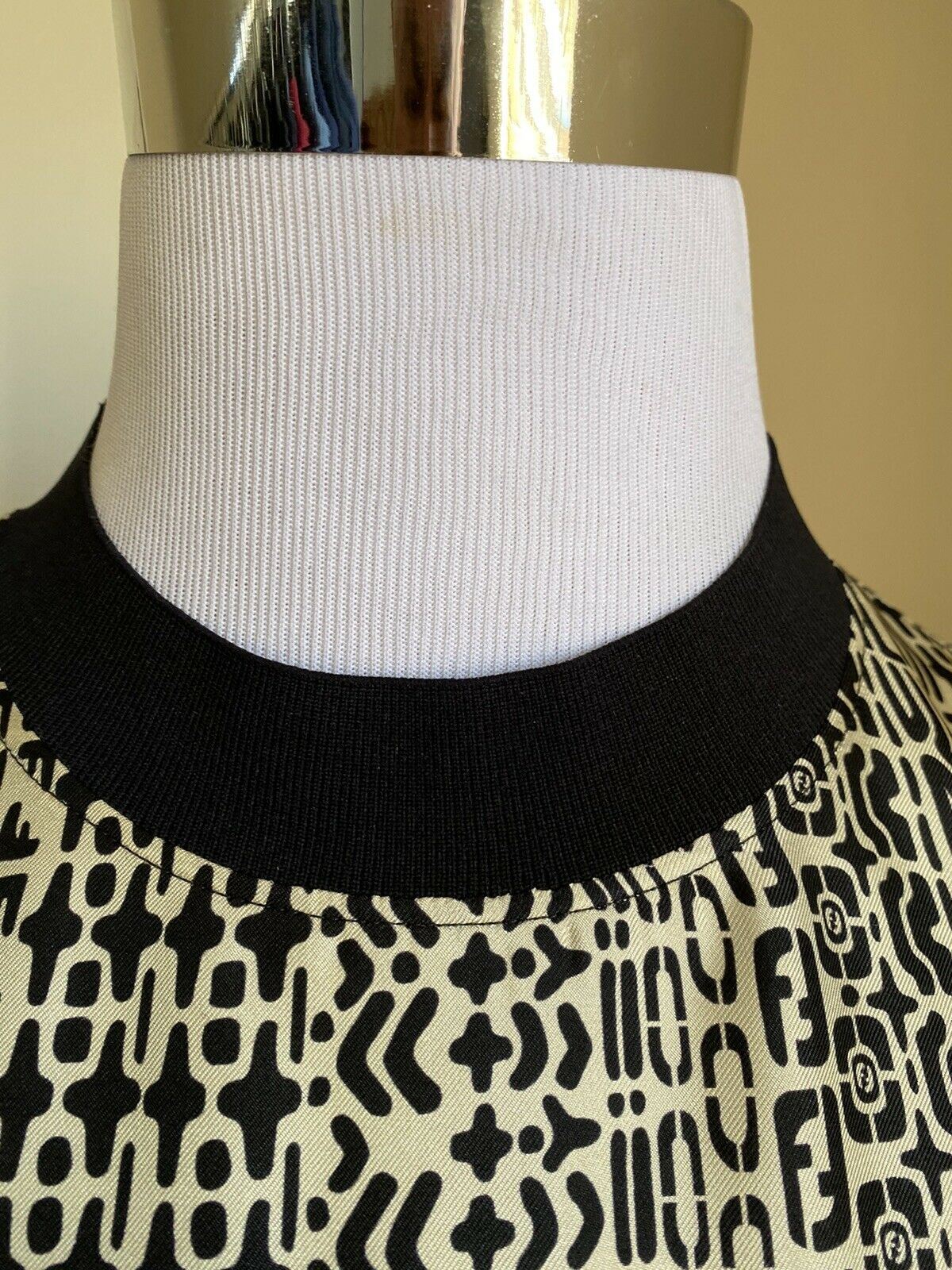 New $920 Fendi Men FF Monogram oversized Short Sleeve T Shirt XL White/Black
