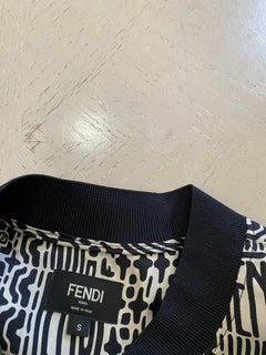 Neu $ 920 Fendi Herren FF Monogram übergroßes Kurzarm-T-Shirt XL Weiß/Schwarz