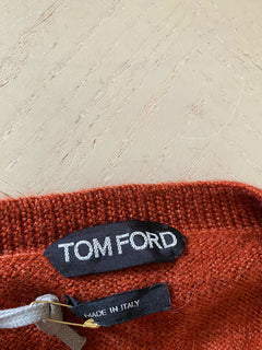 Neu mit Etikett: 940 $ Tom Ford Alpaka/Seide Herrenpullover mit V-Ausschnitt MD Rot L (54 Eu) Italien