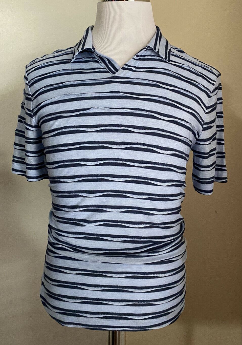 Neu $775 Giorgio Armani Herren Kurzarm-T-Shirt Blau SM (48 Eu) Italien