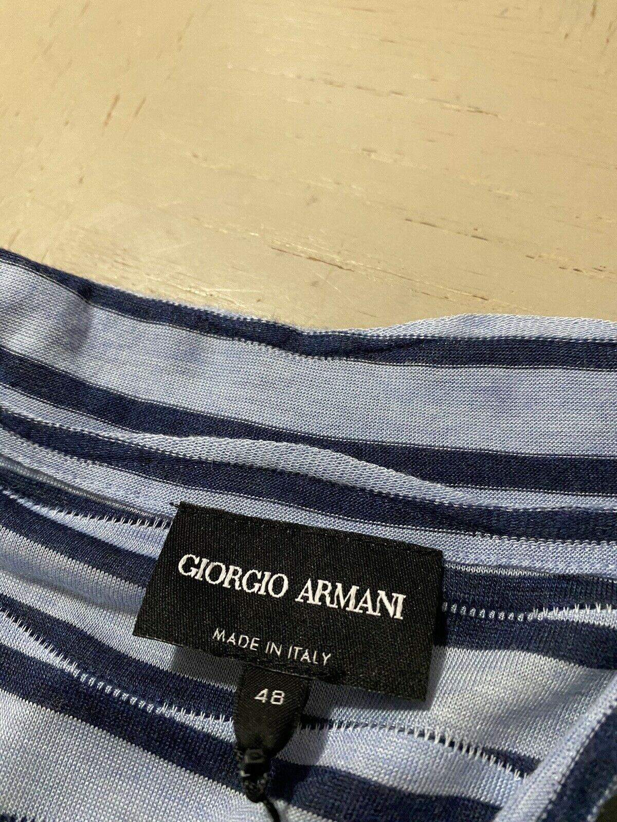 Neu $775 Giorgio Armani Herren Kurzarm-T-Shirt Blau SM (48 Eu) Italien