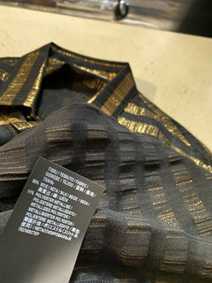 NWT $1490 Saint Laurent Mens Silk Dress Shirt  Black/Gold Size 41/16 Italy