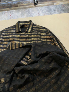 NWT $1490 Saint Laurent Mens Silk Dress Shirt  Black/Gold Size 41/16 Italy