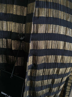NWT $1490 Saint Laurent Mens Silk Dress Shirt  Black/Gold Size 41/16 Italy
