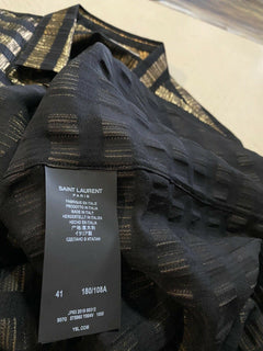 NWT $1490 Saint Laurent Mens Silk Dress Shirt  Black/Gold Size 41/16 Italy